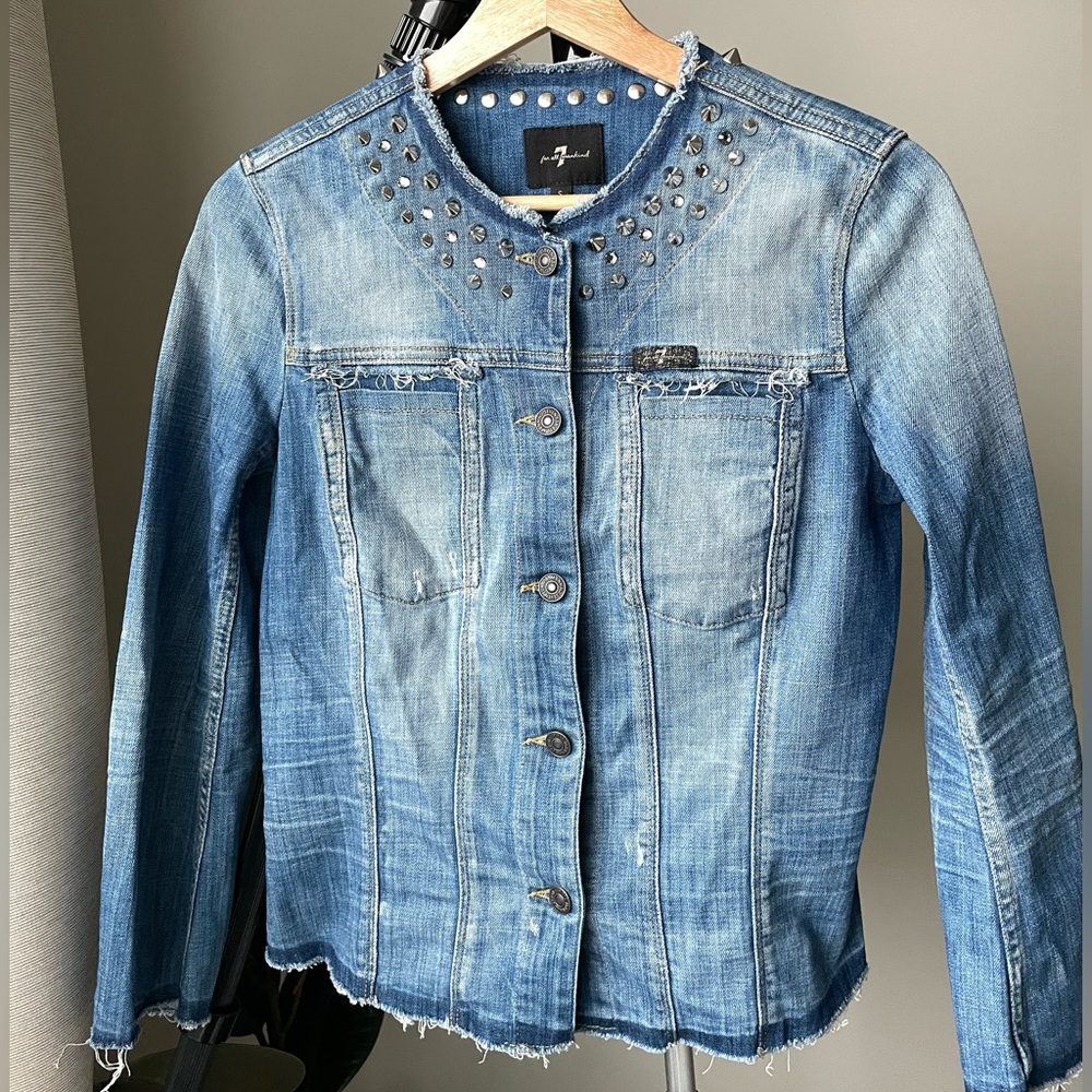 7 For All Mankind | Slim Fit Embellished Jean Jacket